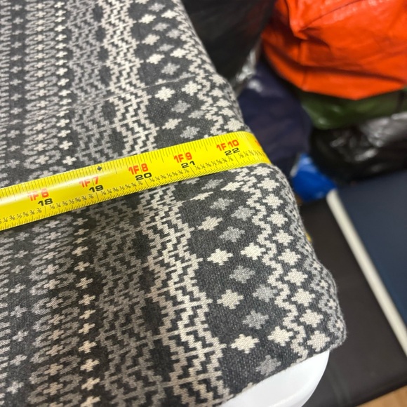 T by Talbots grey, black, and white Fair Isle print longline cowl neck sweater - Picture 9 of 10